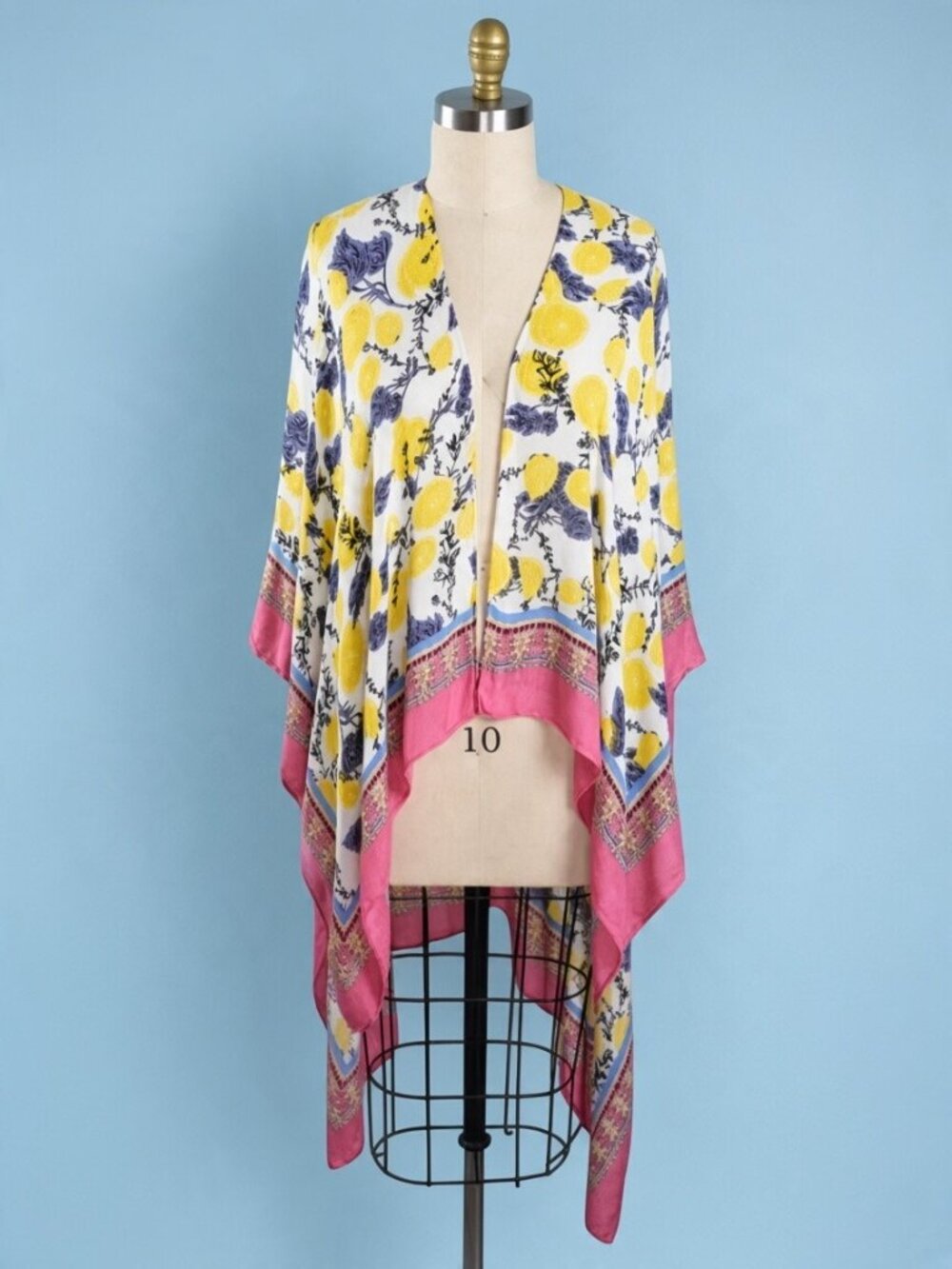 SAACHI WOMEN'S KIMONO CARDIGAN SHRUG LEMON PRINT ONE SIZE